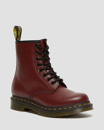 Dr Martens 1460 Smooth Læder Snørestøvler Dame Lyserød Rød | DK 202LIS